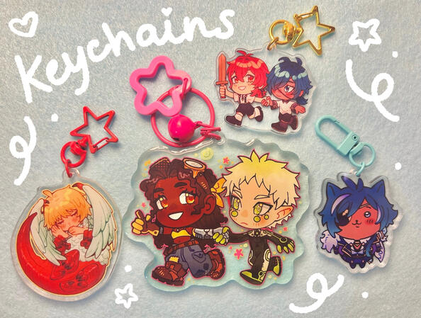 various acrylic and epoxy keychains